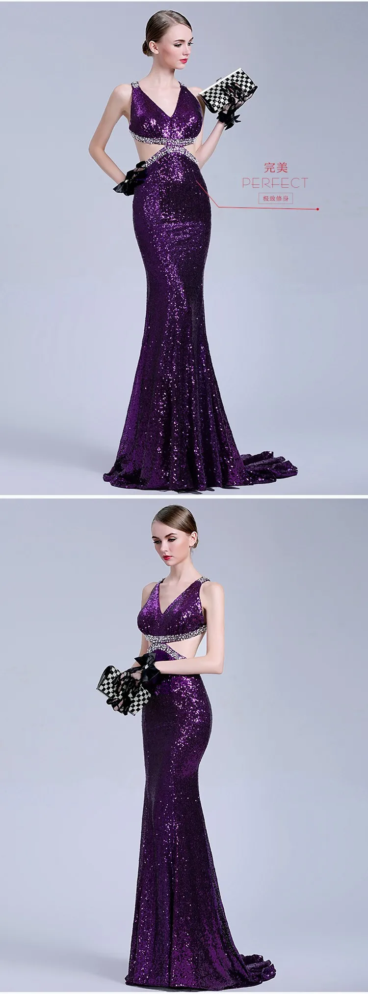 Vestido de festa жемчужное фиолетовое расшитое блестками новое горячее предложение сексуальное модное вечернее платье с открытой спиной и кристаллами с бисером Платья для подружек невесты