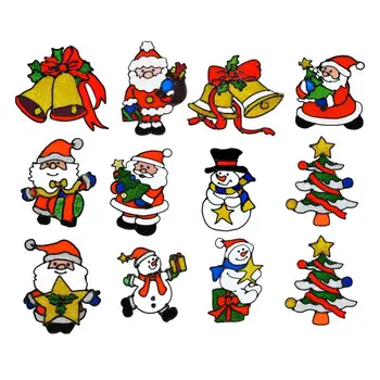 

12pcs Stickers Beautiful Christmas Cartoon Decorative Soft Plastic Wall Decal Wall Sticker Window Paste for Store