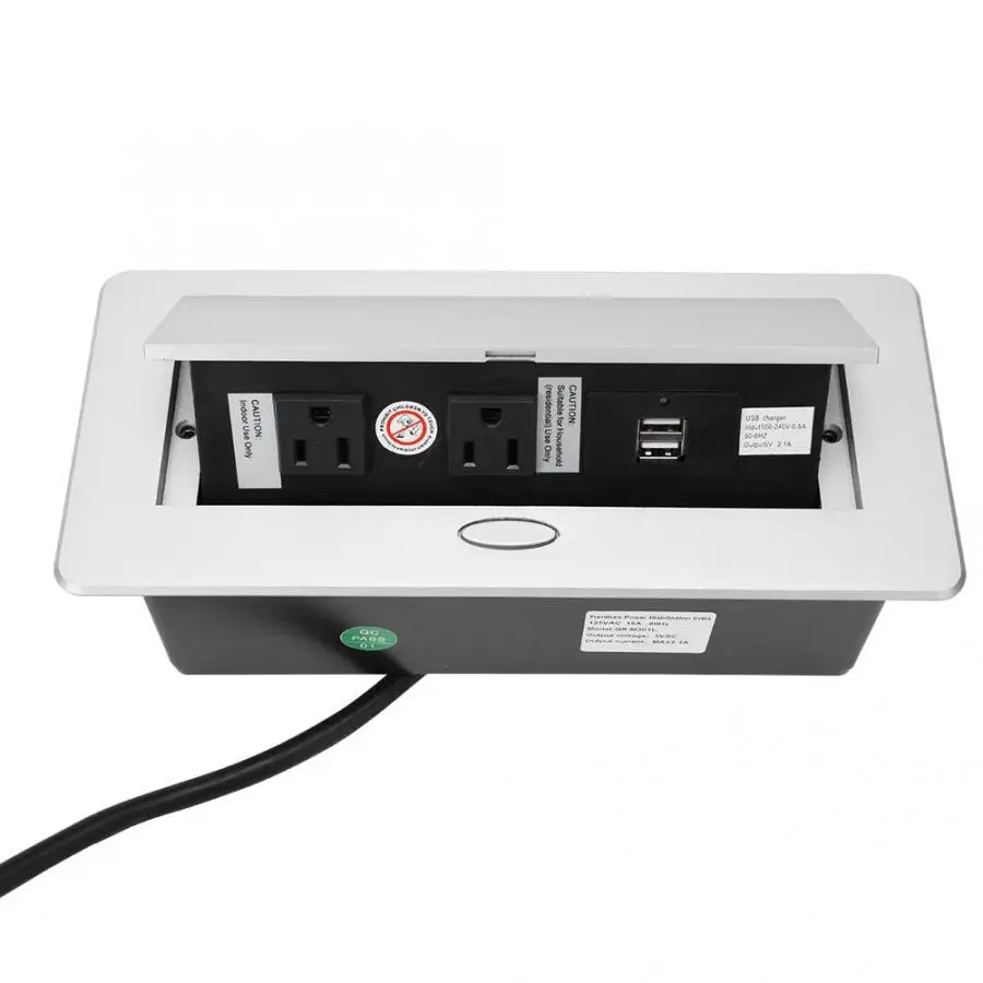 2 шт стандарт США розетка+ 2 шт USB интерфейс Алюминиевый Сплав стол настольный офис