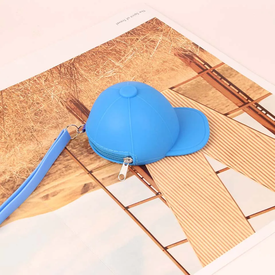 Силиконовый кошелек Милая шапка детская сумка для ключей Женский мини-кошелек на молнии креативный кошелек на молнии с рисунком - Цвет: blue