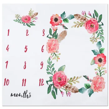 

Baby Monthly Milestone Blanket Newborn Girls Boys Photo Props Shoots Backdrop Personalized Flower Photography Growing Blanket