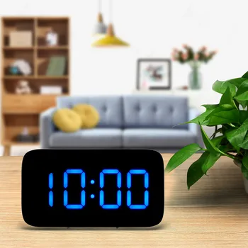 

Hot Digital Table Desktop Table Clocks USB Charge Large LED Digital Alarm Snooze Clock Voice Control Time Display 5in Screen