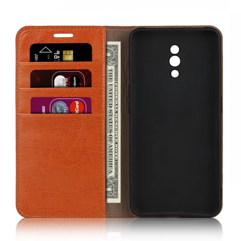 Модный чехол-кошелек из натуральной кожи для мобильного телефона Oppo Reno с отделением для карт Coque Etui