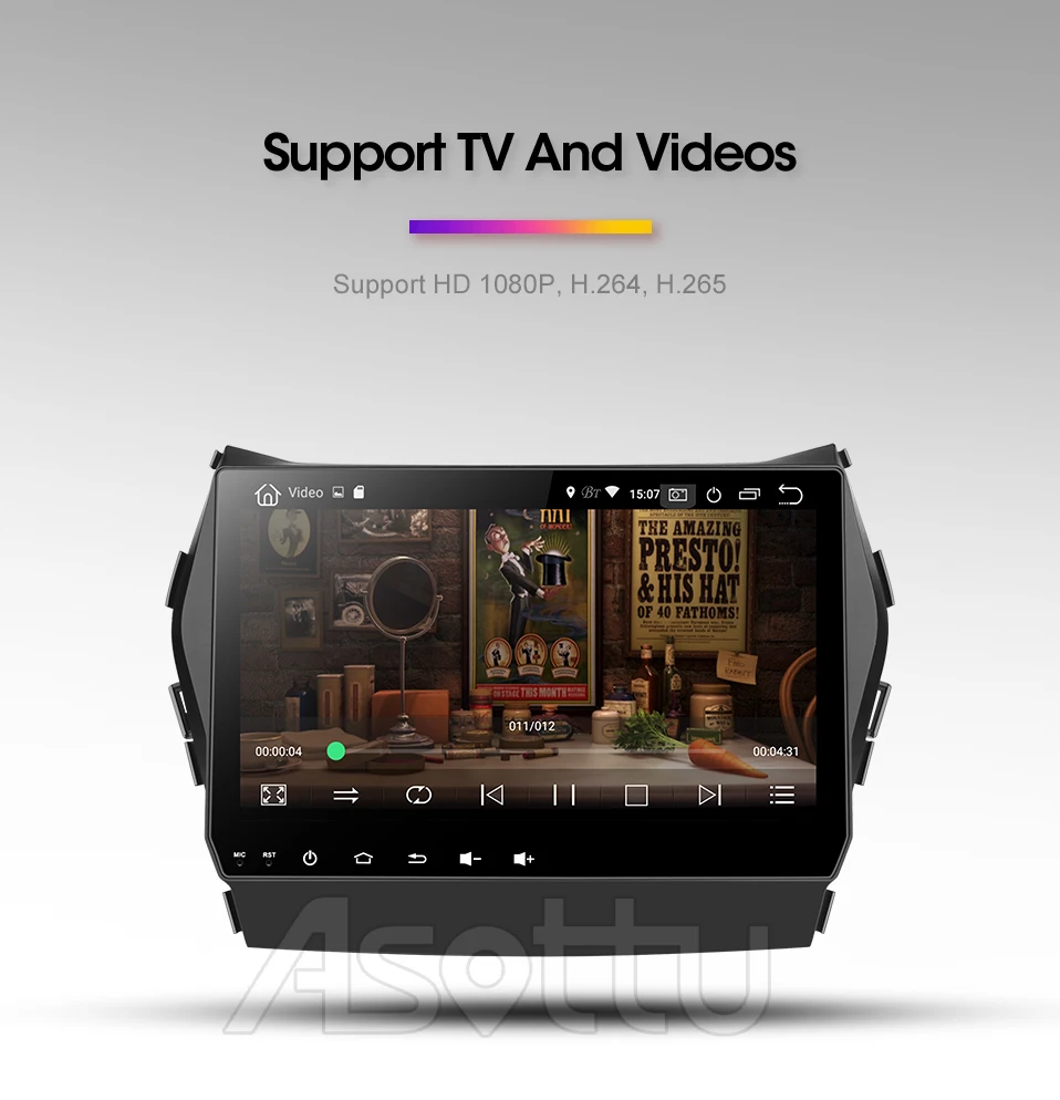 Flash Deal Asottu CIX459060 Android PX30  9.0 car dvd gps video radio player 1 din for Hyundai IX45 Santa fe 2013 car navigaton unit 7