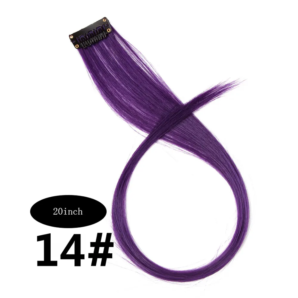 purple Очаровательные 2" Выделите синтетические волосы для наращивания синтетические клип-в один кусок полоски длинные прямые волосы кусок для любителей спорта - Цвет: purple