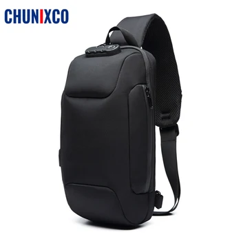 

Men's USB Charging Crossbody Bags With TSA Lock anti-theft Chest Pack Men Short Trip Messengers Bag Reflective Shoulder Bag Male