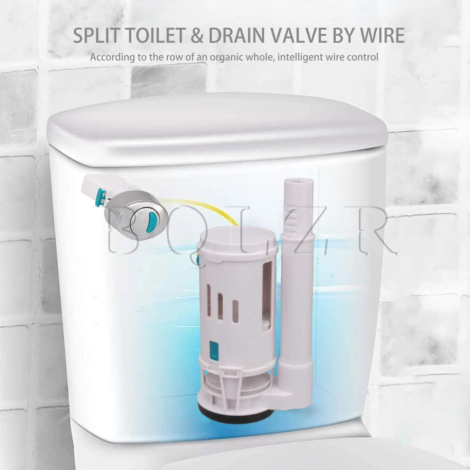BQLZR Toilet Cistern WC Water-Saving Push Button Dual Flush Valve Draw Off Valve with Maximum Flexibility Fit for 60-75mm Draina