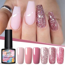 Boneca louca 8ml uv gel unha polonês rosa ouro glitter lantejoulas embeber fora uv gel verniz cor unha gel polonês diy verniz da arte do prego(China)
