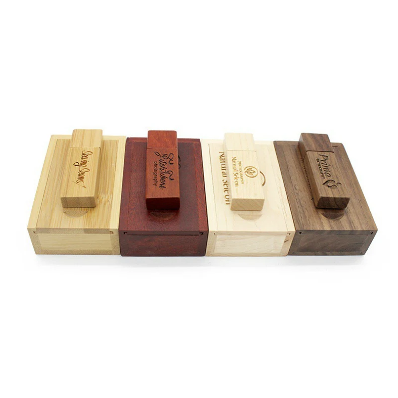 DIY логотип на заказ Деревянный USB + коробка флеш-накопитель 2g 4 ГБ 8 16 32 карта памяти
