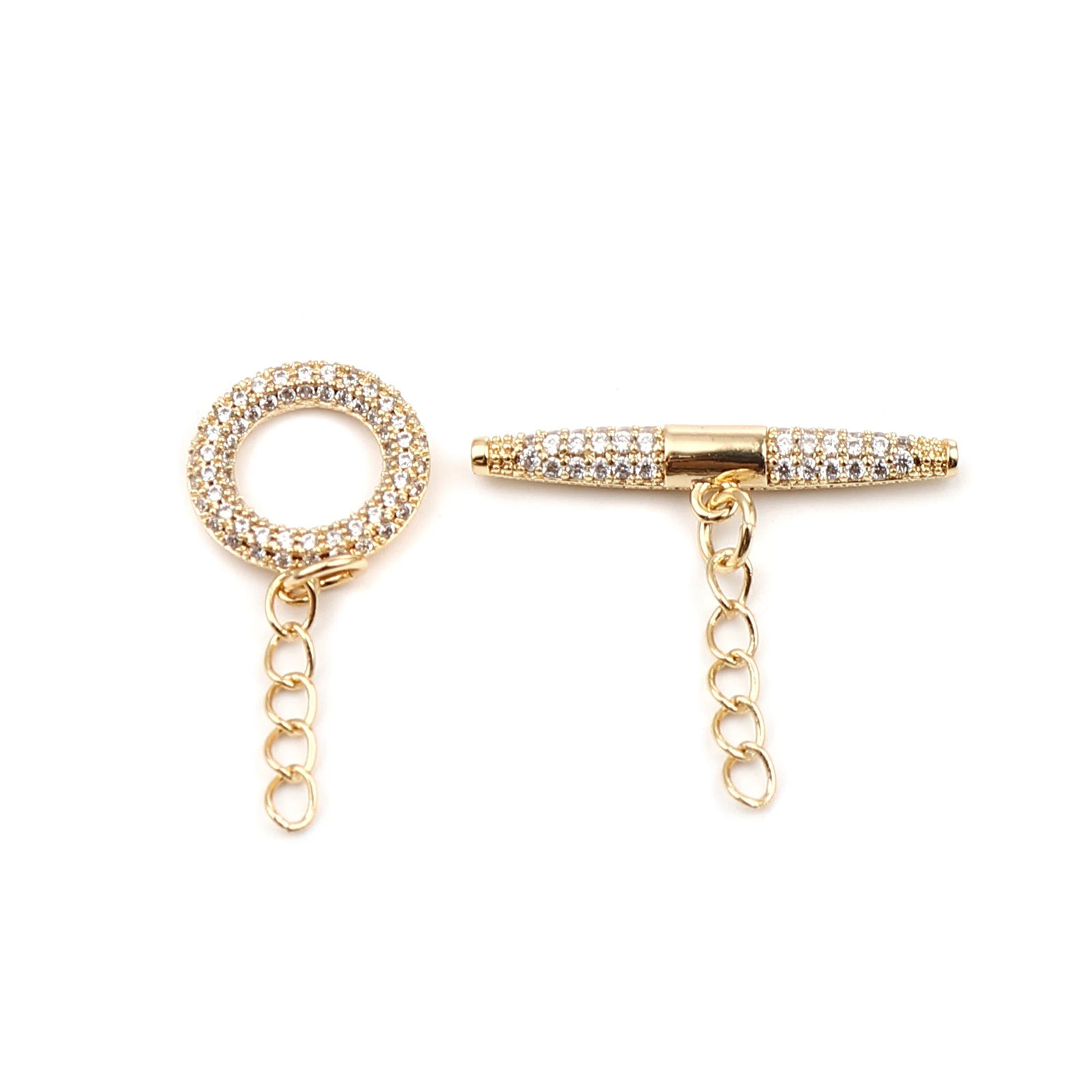 1 Set Copper 18K Gold Toggle Clasps Rectangle Filled Circle Ring Clear Rhinestone Micro Pave Buckle DIY Bracelet Jewelry Making 2 Hde3eed4319974bacb062f31eebe39195N