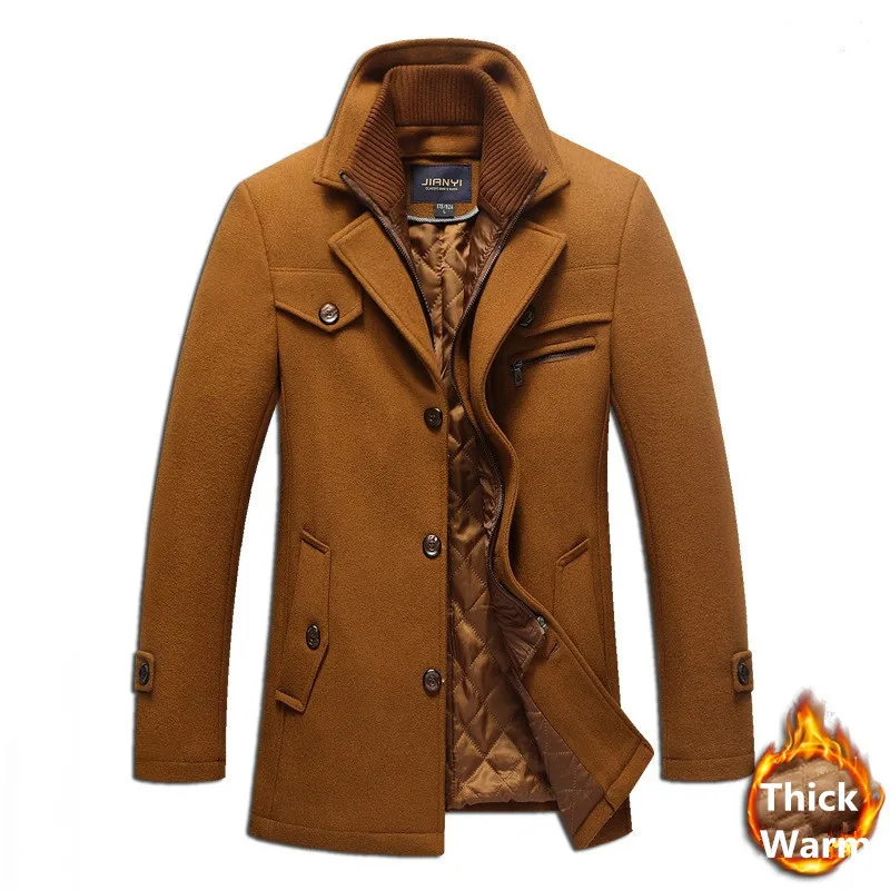Мужское шерстяное пальто зимние толстые теплые ветровки куртки Casaco Masculino Повседневная приталенная куртка Palto 5XL полупальто шерстяное пальто - Цвет: CAMEL