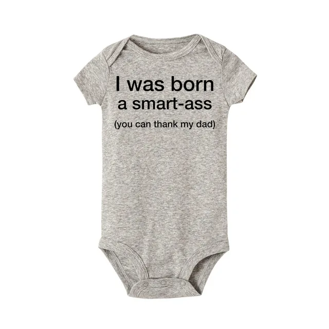 Новорожденный сдельник для ребенка I Was Born a Smart Ass напечатанный хлопковый Летний комбинезон с короткими рукавами для маленьких мальчиков и