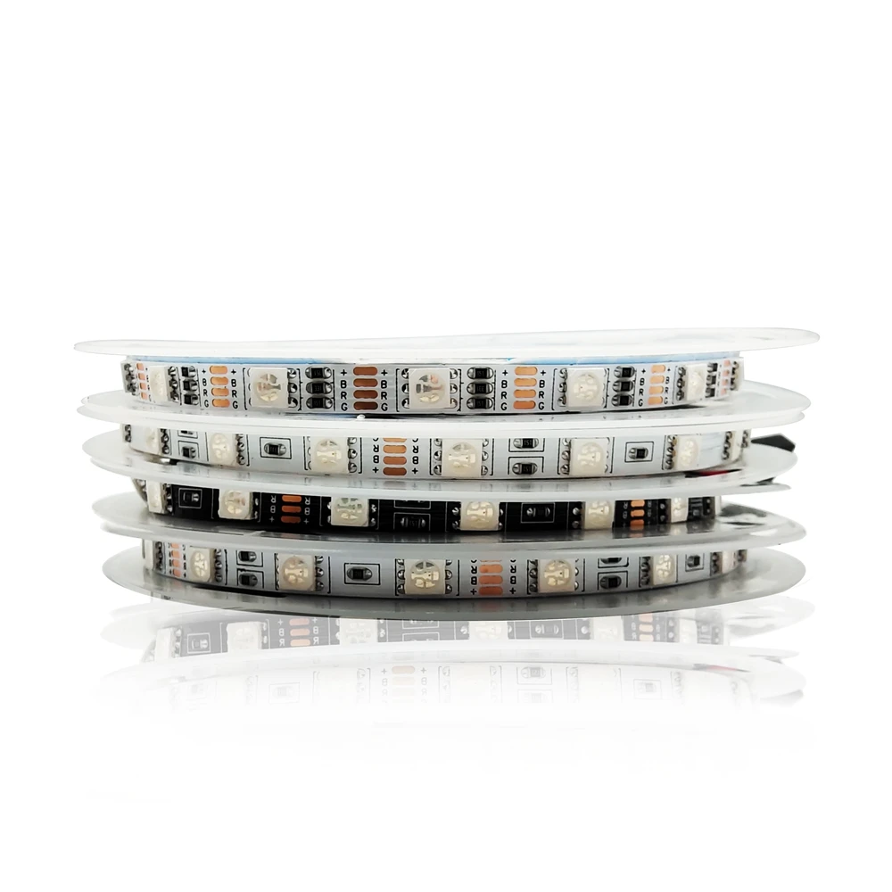 6MM Width SMD 5050 RGB Led Strip Light Flexible Cuttable 4PIN Black ...