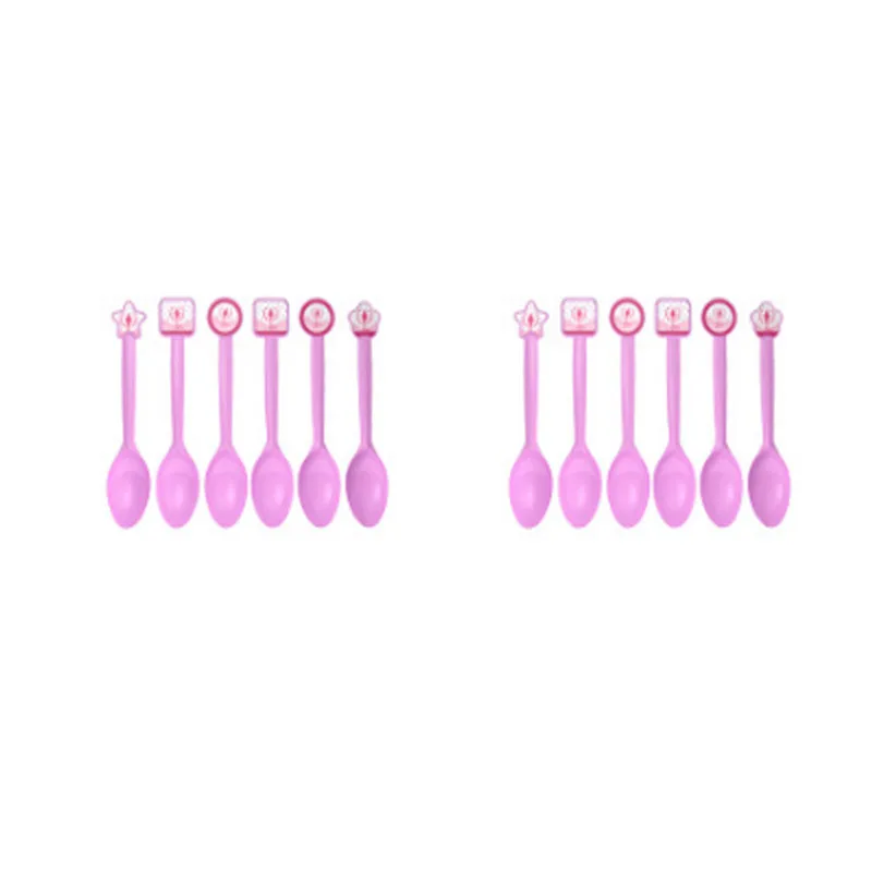 Spoon 6pcs Новые балетные темы бумажные подносы для десерта одноразовые стаканчики столовые Свадебные украшения день рождения ребенок розовый девушка серии поставки - Цвет: Spoon 6pcs