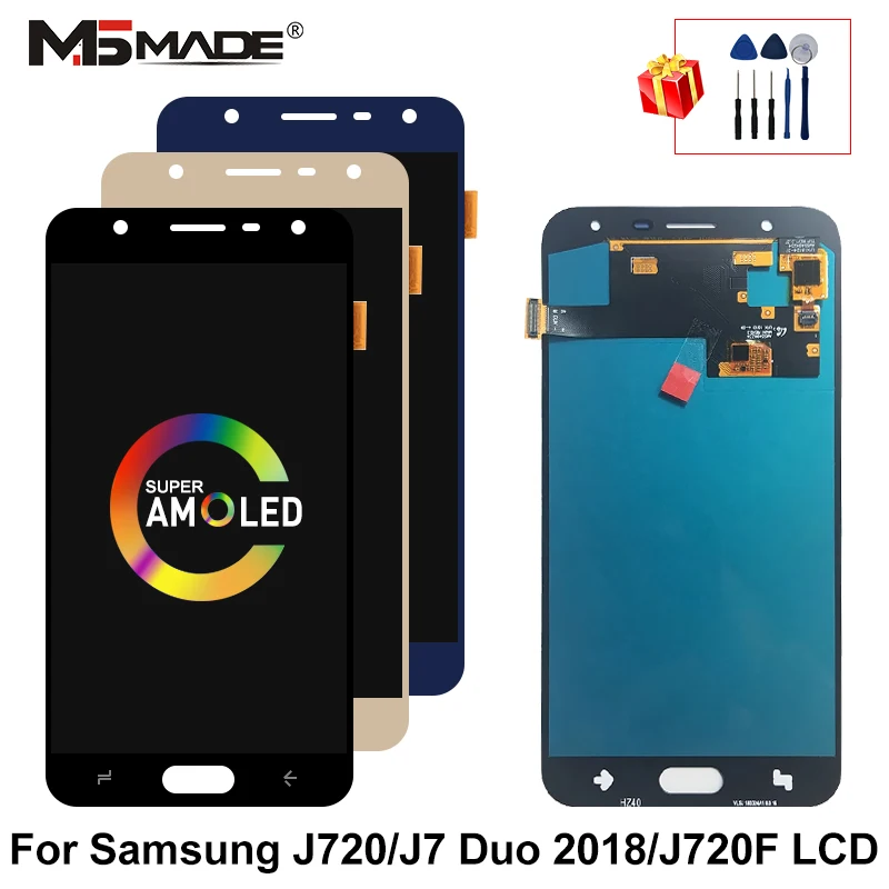 Super AMOLED для samsung Galaxy J720 J7 Duo ЖК-дисплей сенсорный экран дигитайзер Запасные части для J720F дисплей+ Инструменты