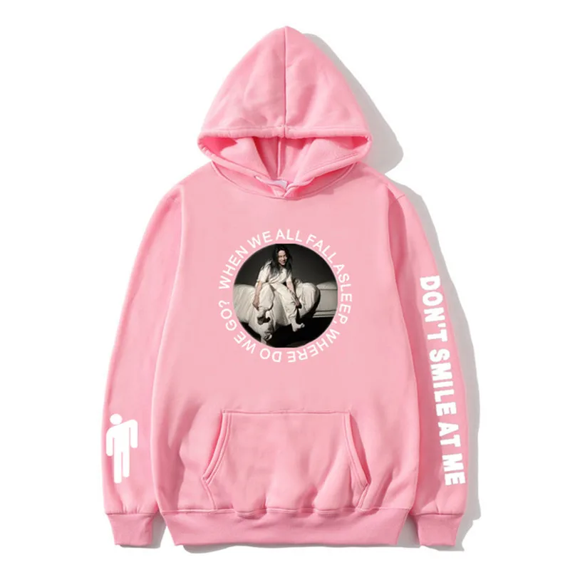 20Pink Новинка года, толстовка с капюшоном Billie Eilish, модные толстовки с принтом для женщин и мужчин, толстовки с длинными рукавами, лидер продаж, Повседневная Уличная одежда Sudadera Hombre - Цвет: 20Pink
