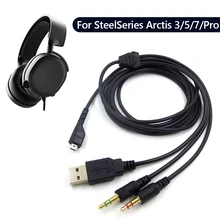 2m słuchawki słuchawki wymiana kabla Audio dla SteelSeries Arctis 3 5 7 Pro 3 w 1 kabel akcesoria do słuchawek tanie tanio VODOOL CN (pochodzenie) Kable do słuchawek Headphone Cable Oxygen-free copper Earphone Headset Audio Cable Earphone Accessories