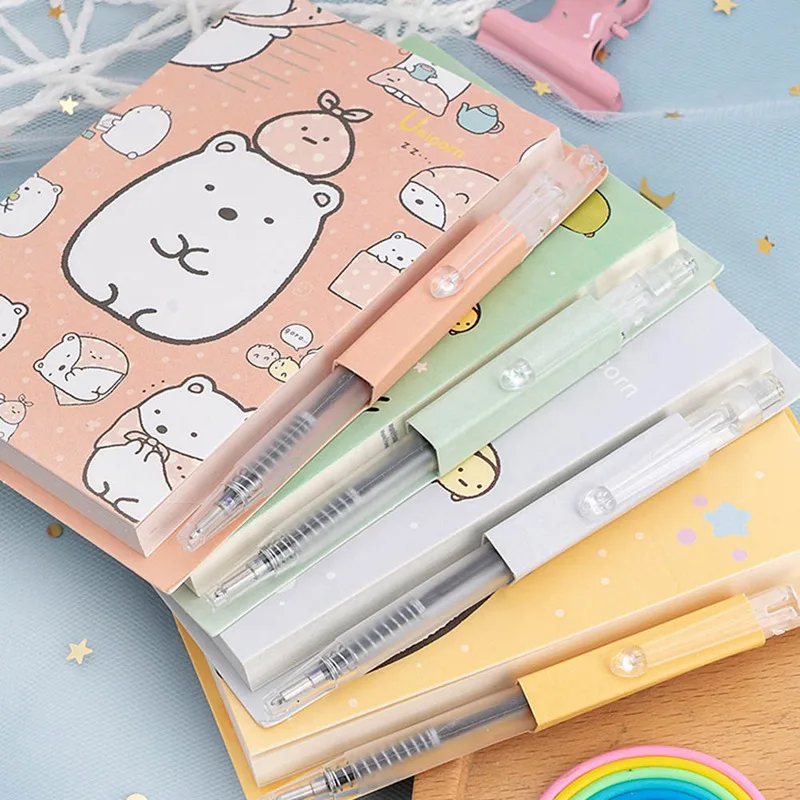 

1PC Cute Corner Bio Notebook N Times Note Pad With Pen Student Gift Stationery Notes Stickers Office&School Supplies Random