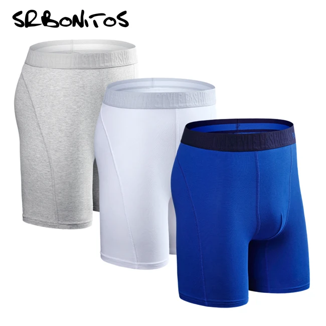 Бренд SRBONITOS, 3 шт., Длинные боксеры, мужское нижнее белье, мужские боксеры, мужское нижнее белье, боксеры, шорты, хлопковые шорты, мягкие сексуальные дышащие трусы - Цвет: B7 3PCS pack19