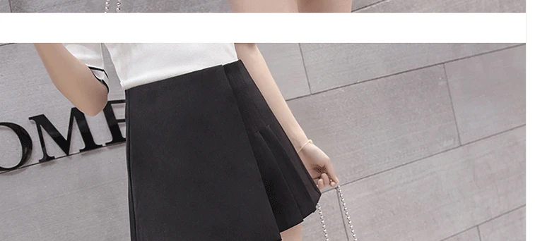Solid color high waist pleated skirt shorts spring summer irregular wide leg shorts for women ladies slim short pants DF699