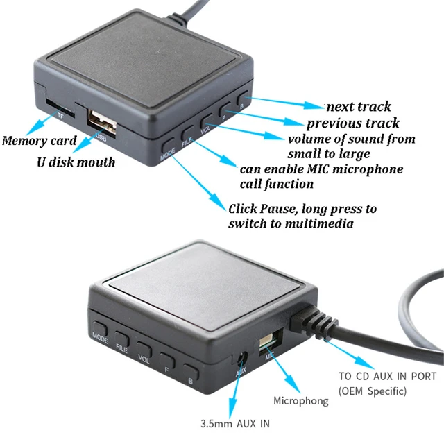 Dilwe Adaptateur de cassette Bluetooth de voiture Adaptateur de