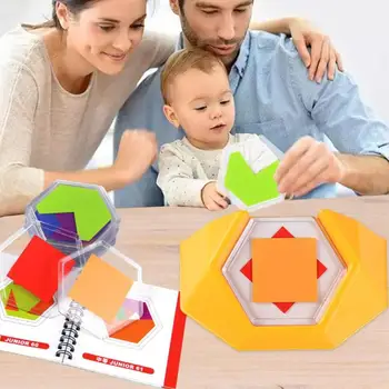 

100 Level Challenge Color Code Kids Puzzle Tangram Jigsaw Educational Games Children Spatial Thinking Training Toy