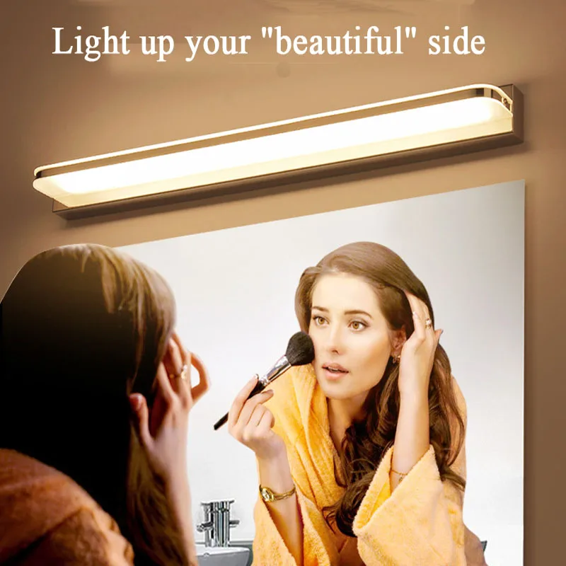 Светодиодные зеркальные фары Настенные светильники для ванной комнаты современный простой акриловое зеркало для ванной лампа теплый белый свет положительный Белый свет современный