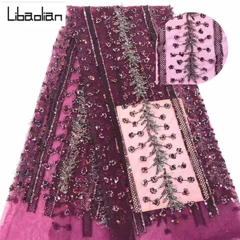 

Sequins Lace Fabric 2019 Bule sequins Nigerian Laces Fabric High Quality French Tulle Lace Fabric For Women Dress ZJ908-02