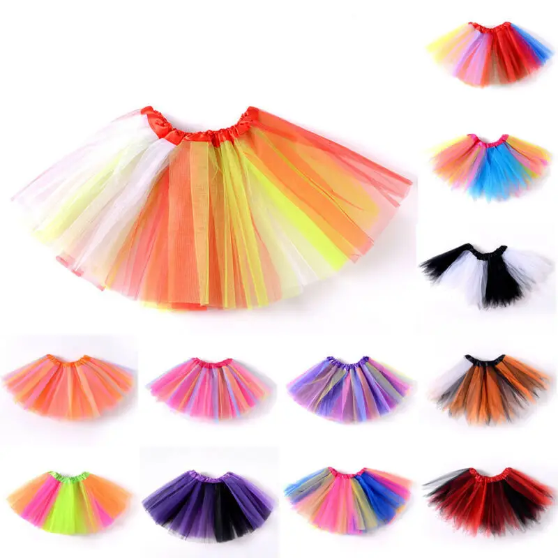 Baby Girls Clothes Rainbow Tutu Skirt Tulle Fluffy Princess Dance Dress Party Costume | Детская одежда и обувь