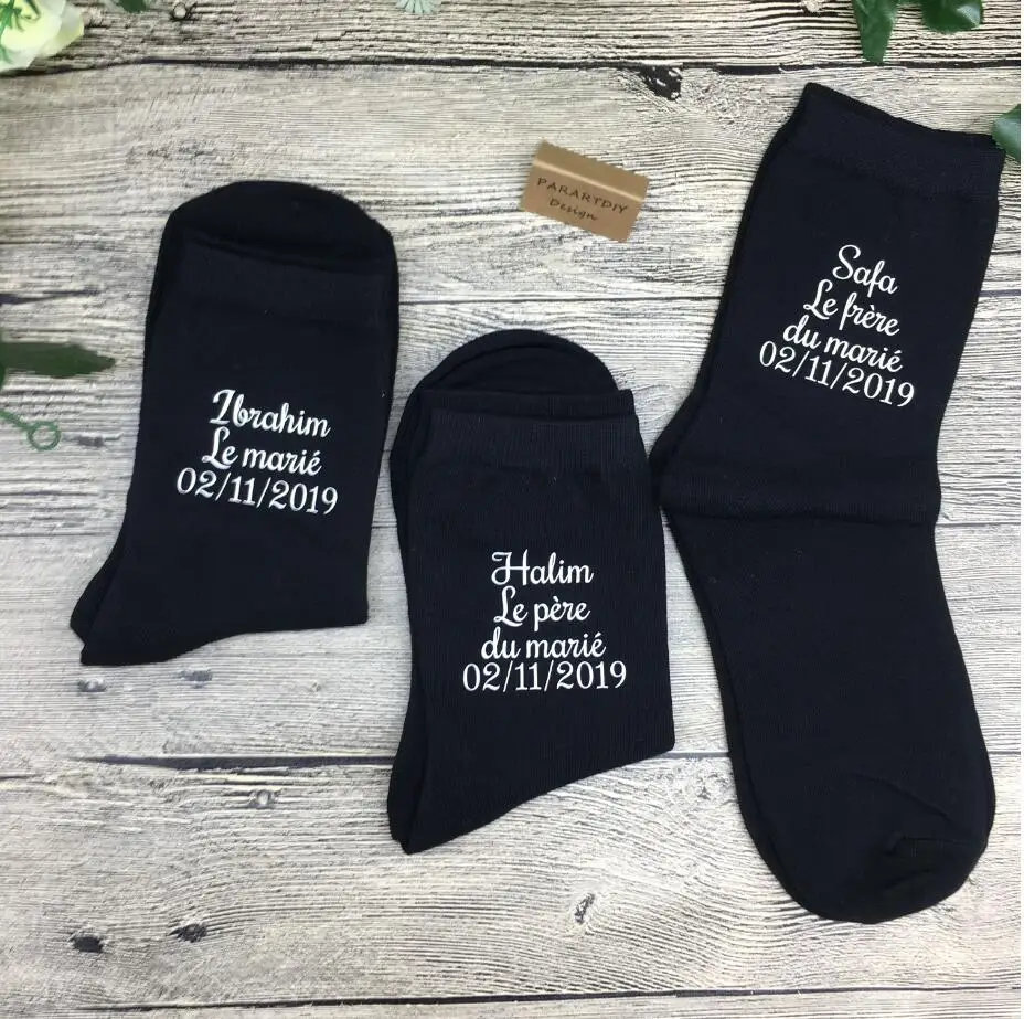 personalize name wedding groom best man groomsman navy socks Bachelorette father of the bride groom usher sock birthday gifts