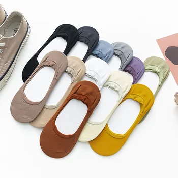 

Classic Solid Women Ankle Breathable Low Sock Seamless Invisible Socks Slippers Female Cotton Colored Cheap Boat Short Socks
