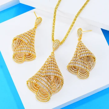 

GODKI Luxury Geometric Luxury Super Full Micro Paved Cubic Zircon Dress Engagement Party Necklace Earring Jewelry Gift 2020 New