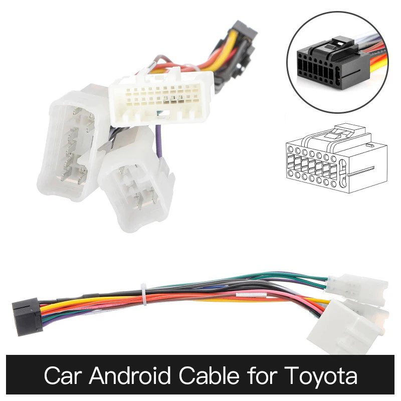 2 din car Android radio cable Car Radio ISO Adapter Extended Conversion Cable for TOYOTA