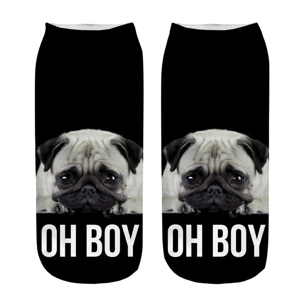 Womail новые модные популярные смешные короткие носки женские 3D собаки короткие носки с принтом носки женские зимние высококачественные носки с манжетами - Цвет: A