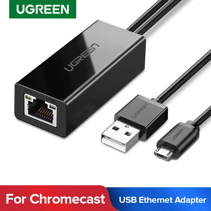 UGREEN Ethernet Adapter for Chromecast USB  to RJ45 for Google Chromecast  2 1 Ultra Audio TV Stick Micro USB Network Card - AliExpress Computer &  Office