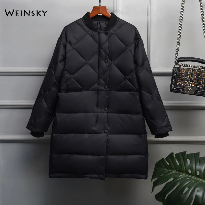 New Women Long Down Jackets White Duck Down