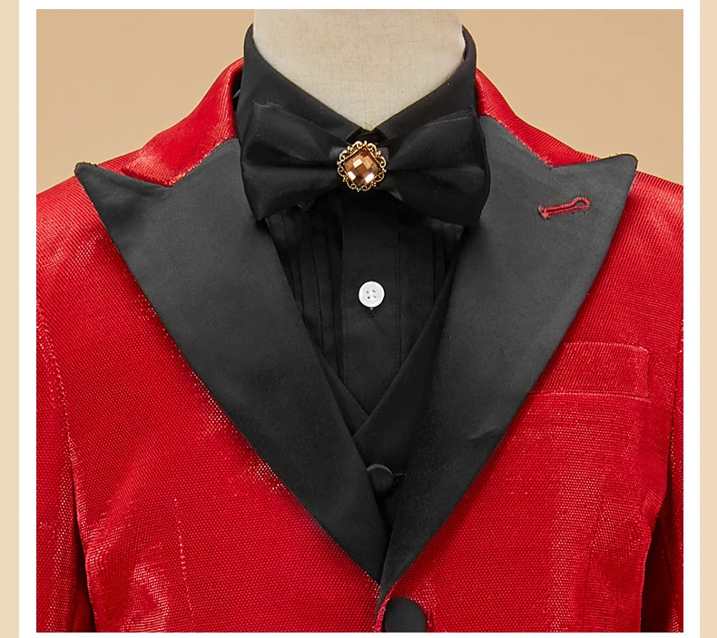 Официальный Детский костюм для мальчиков, красный/Золотой костюм для маленьких мальчиков, Детские блейзеры, костюм для мальчиков на свадьбу, платье для выпускного, куртка, Terno Infantil