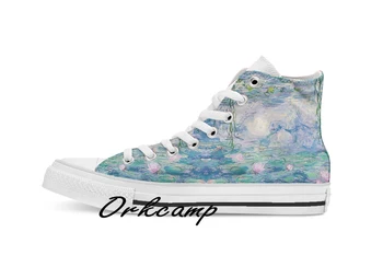 

Water Lilies Claude Monet Fine Art Custom Casual High Top lace-up Canvas shoes sneakers Drop shipping