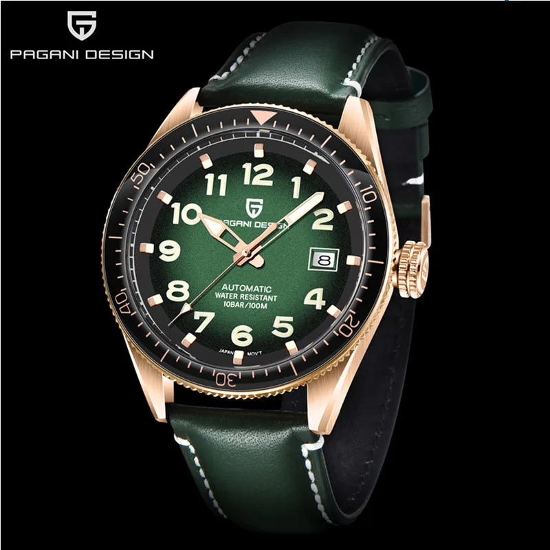 Gold Green Relogio Masculino Pagani Дизайнерские мужские модные автоматические военные часы люксовый бренд водонепроницаемые механические часы мужские Saat - Цвет: Gold Green