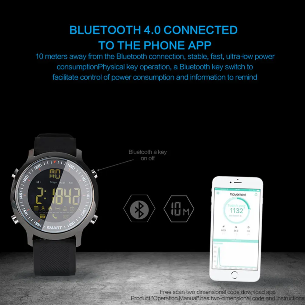 EX18 спортивные Смарт-часы Силикагель Bluetooth 4,0 напоминание шагомер мониторинг движения дистанционного Камера Будильник Секундомер Wristba