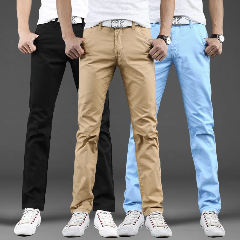 Spring autumn New Casual Pants Men Cotton Slim Fit Chinos Fashion Trousers Male Brand Clothing 9 colors Plus Size 28-38 2025 fashion pants