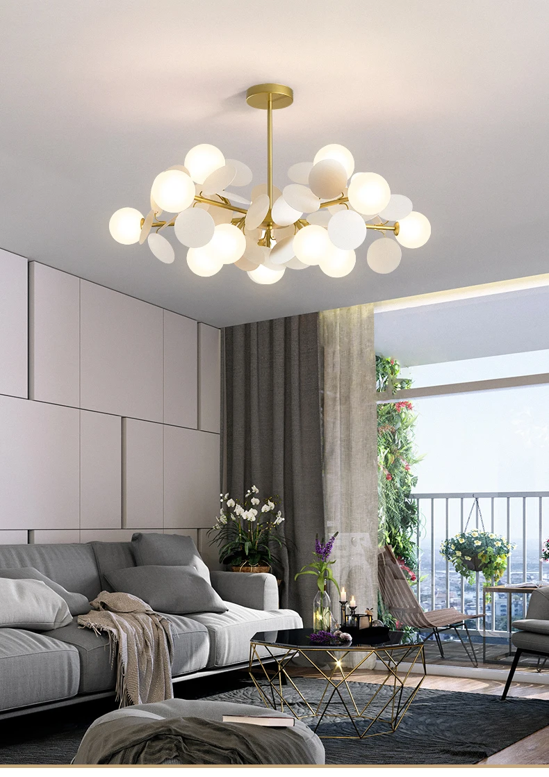 Modern Nordic Design LED Chandelier For Living Room Bedroom Dining Room Kitchen Ceiling Pendant Lamp Glass Ball G9 Hanging Light dining room chandeliers