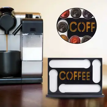 

Retro Rectangular Storage Rack Accessories Cafe Coffee Capsule Holder Desktop Organizer Kitchen Stand Dining Room Wooden