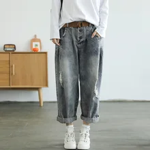 Весенние джинсы, Ретро стиль, женские свободные повседневные джинсовые штаны, новые винтажные джинсовые брюки с карманами и эластичным поясом, подходят ко всему