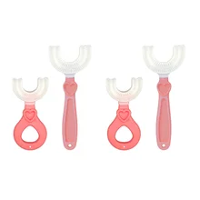 Brosses à dents en forme de U pour enfants, 4 pièces, pratiques, manuelles, de dessin animé
