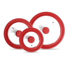 Силиконовая кухонная утварь стеклянная крышка Взрывозащищенная анти-падение многофункциональная кастрюля вок кастрюля высокая температура круглая кухонная крышка