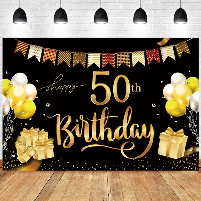 Fondo de cumpleaños para mujer adulta, cartel de puntos dorados y flores  rosas, decoración para fiesta de cumpleaños, 50 y fabuloso - AliExpress