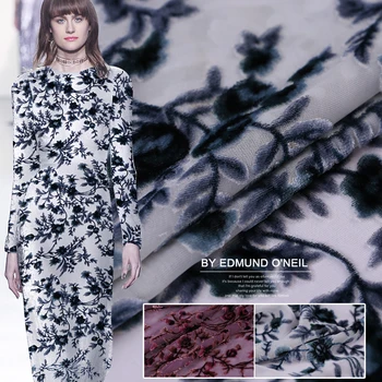 

Burnt-out Really Velvet Fabric 19 Autumn Silkworm (Bombyx Mori) Velvet Cheongsam Dress Fabric Hollow Velvet/0.5M