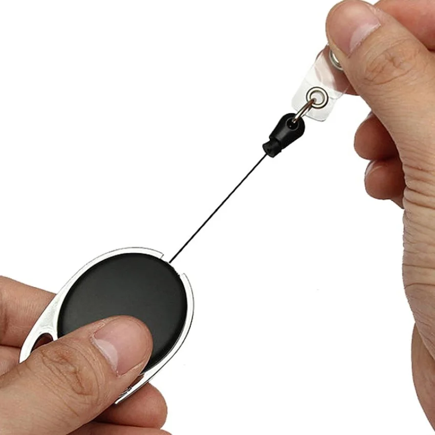 Black Retractable Pull Key Ring Id Badge Lanyard Name Tag Card Holder Recoil Reel Belt Clip Metal Housing Plastic Covers badge holder,retractable badge reel,retractable id lanyard,retractable id tag