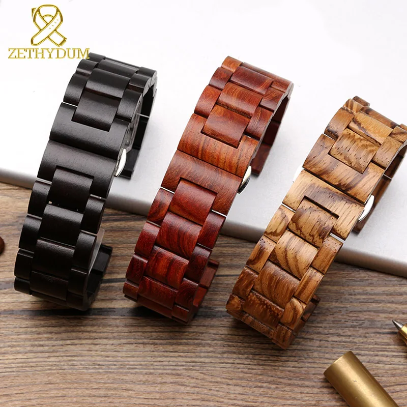 Sandalwood wathband для деревянных мужчин часы лучший бренд роскошные часы ремешок 20 мм 22 мм Ретро Деревянные часы группа быстрого выпуска бар